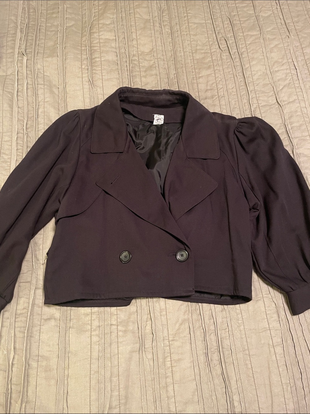 Cropped Double-Breasted Black Blazer Jacket